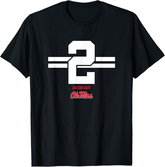 Ole Miss Football: Jaxson Dart 2 Stripe T-Shirt - T-Shirt | Black