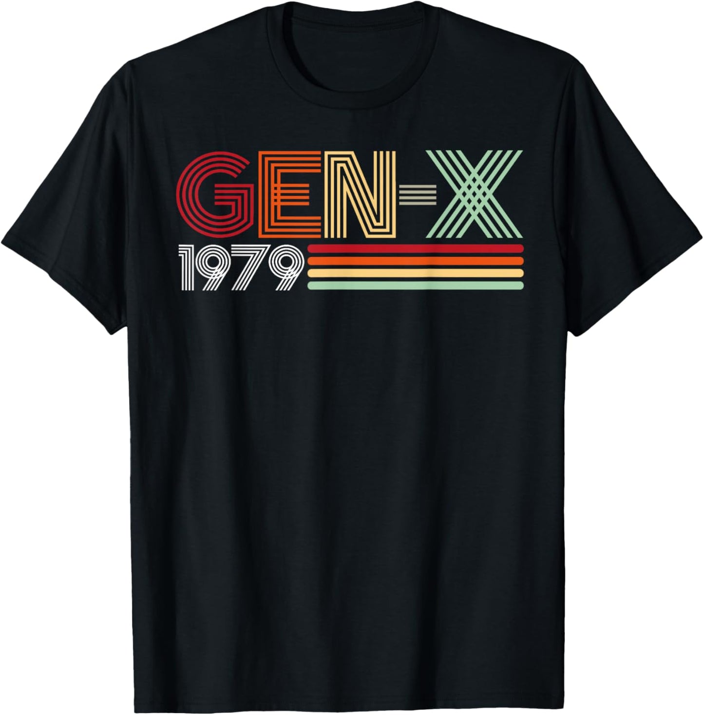 Gen X 1979 Retro Generation Xer Vintage Text Style T-Shirt - T-Shirt | Black