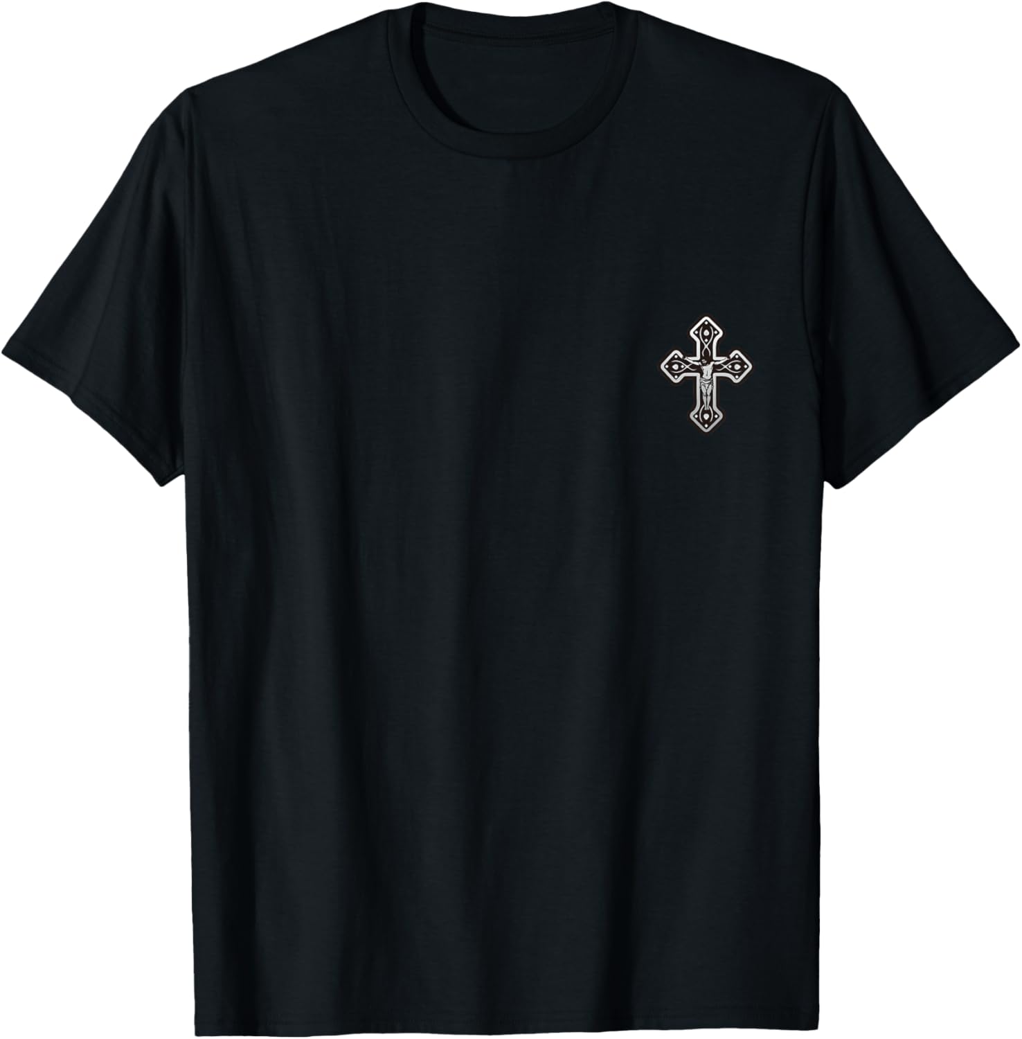The Tribal Rosario Silver Cross T-Shirt - T-Shirt | Black