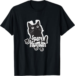 Funny Cats Spare Human, Cat Owners, Couples Move in Day Cat T-Shirt - T-Shirt | Black