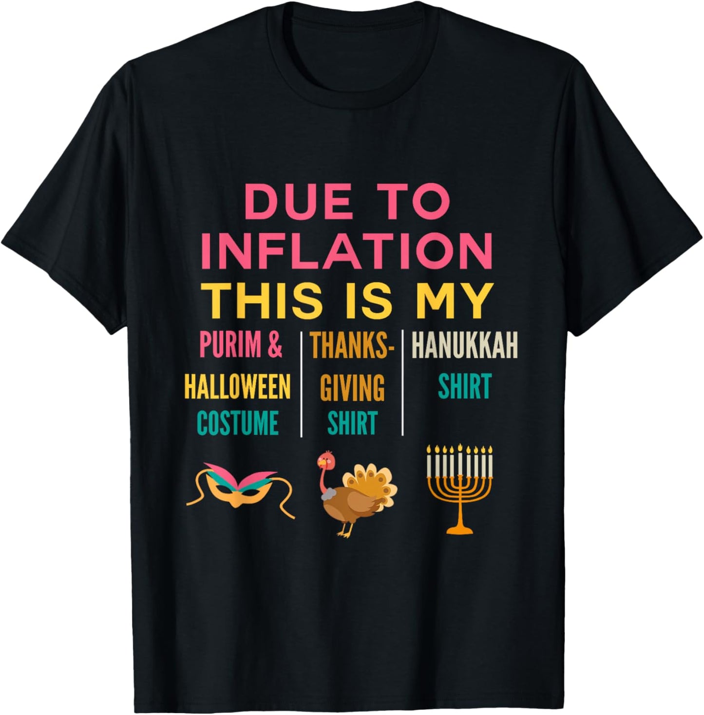 Due to Inflation this my Purim Halloween Costume Hanukkah T-Shirt - T-Shirt | Black