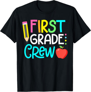 Team 1st Grade Crew Back To School 1st Grade Teacher Kids T-Shirt - T-Shirt | Black