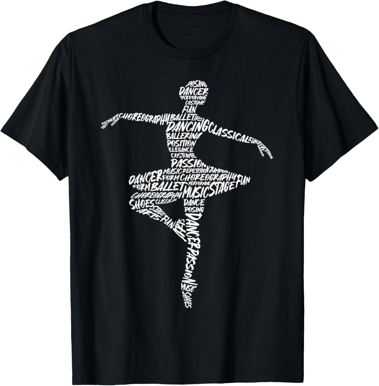 Ballet Ballerinas Typography Women Kids Girls Ballet Dancer T-Shirt - T-Shirt | Black