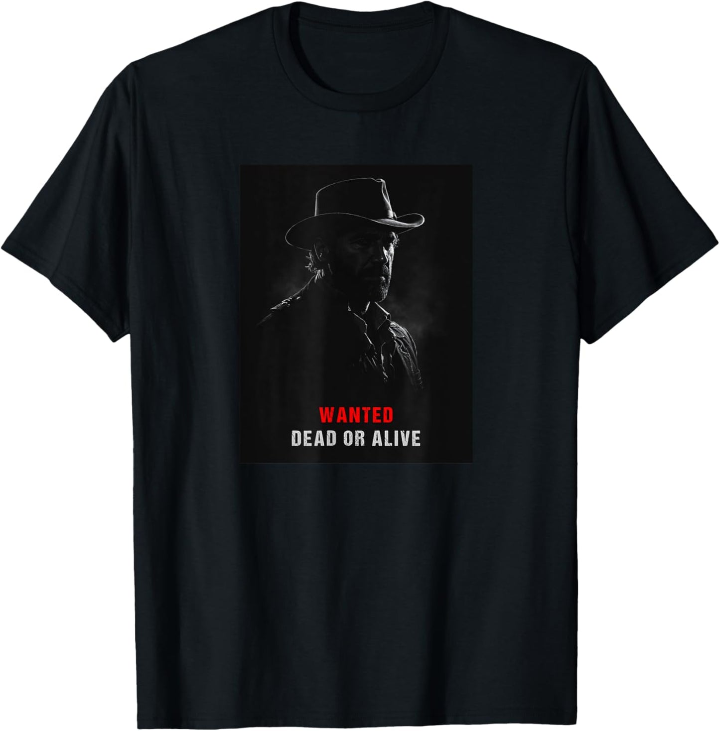 Old West Gunslinger Wanted Dead or Alive RDR Outlaw T-Shirt - T-Shirt | Black
