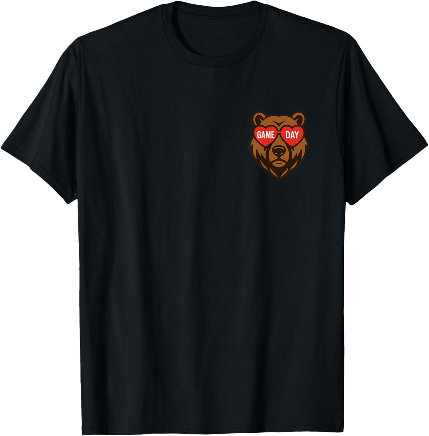 Game Day Bear Sports Fan Heart Sunglasses Funny Team Spirit T-Shirt - T-Shirt | Black