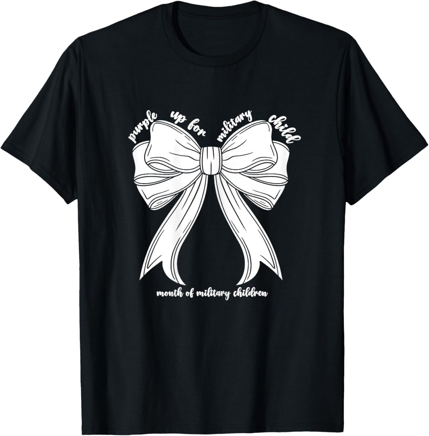 Purple Up for Military Child Month Military Kids Girls Bow T-Shirt - T-Shirt | Black