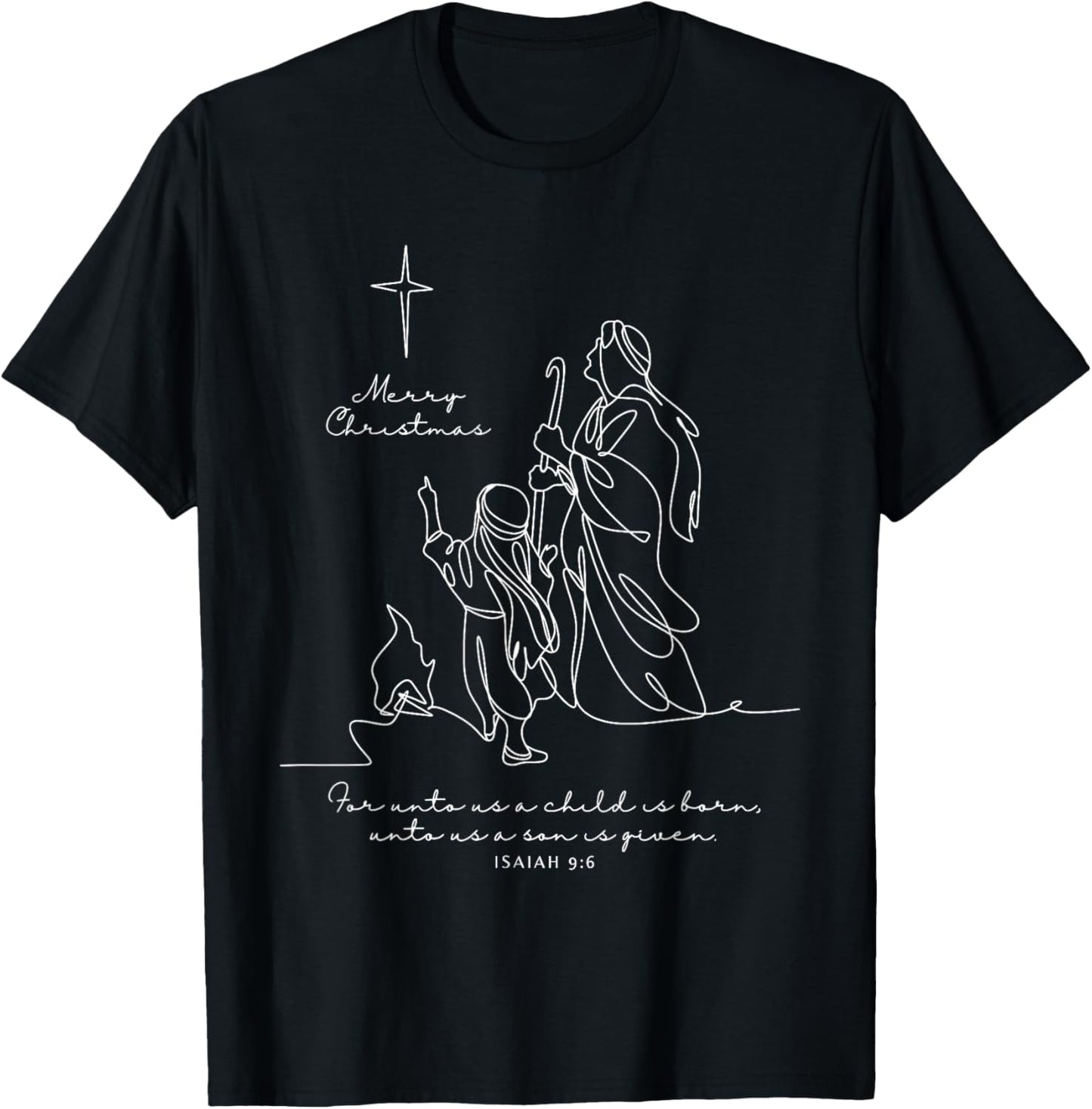 Merry Christmas Xmas Christian Cross Jesus Pajamas Holiday T-Shirt - T-Shirt | Black