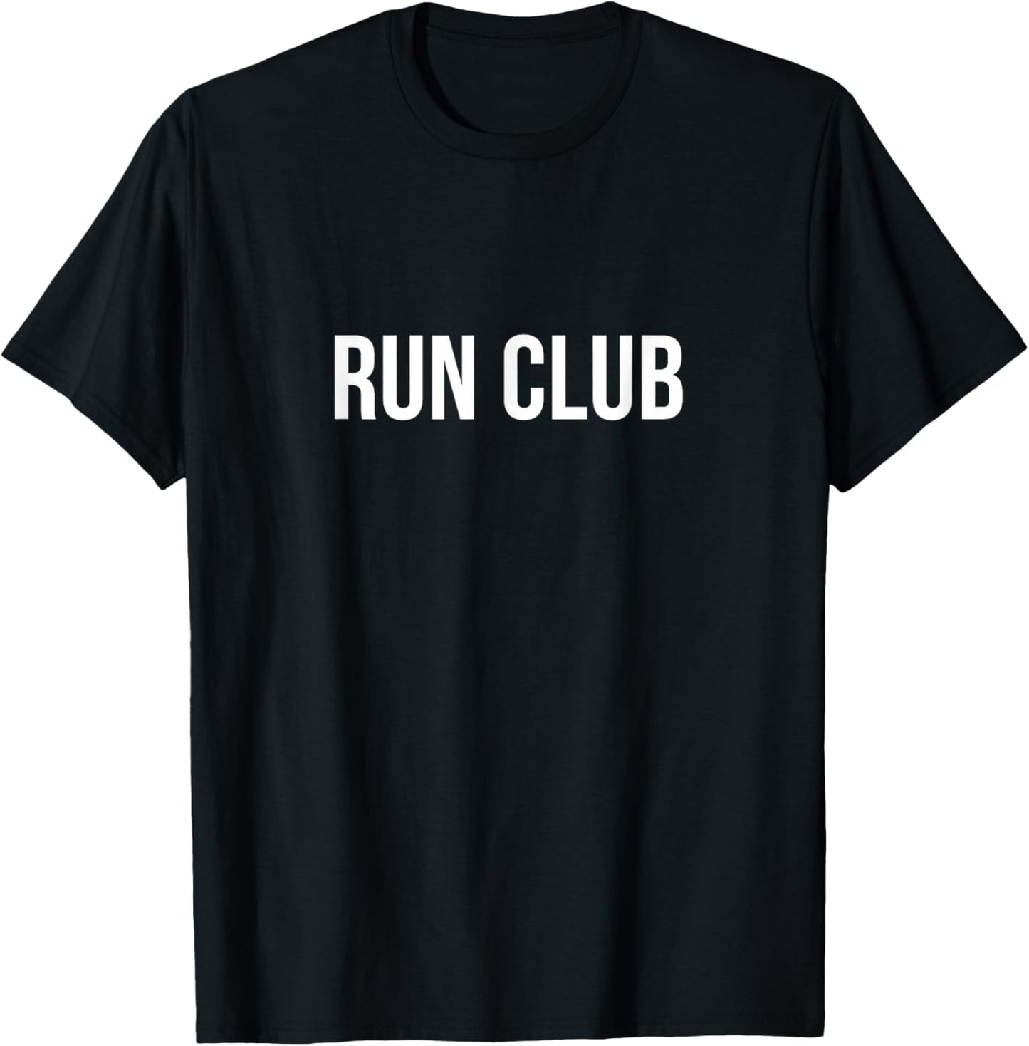 Run Club - Black -Adults - Small - - Short Sleeve - Club Collar - Modern - Letter Print - T Back - Birthday - Classic - Cotton, Polyester - Machine Wash T-Shirt - T-Shirt | Black