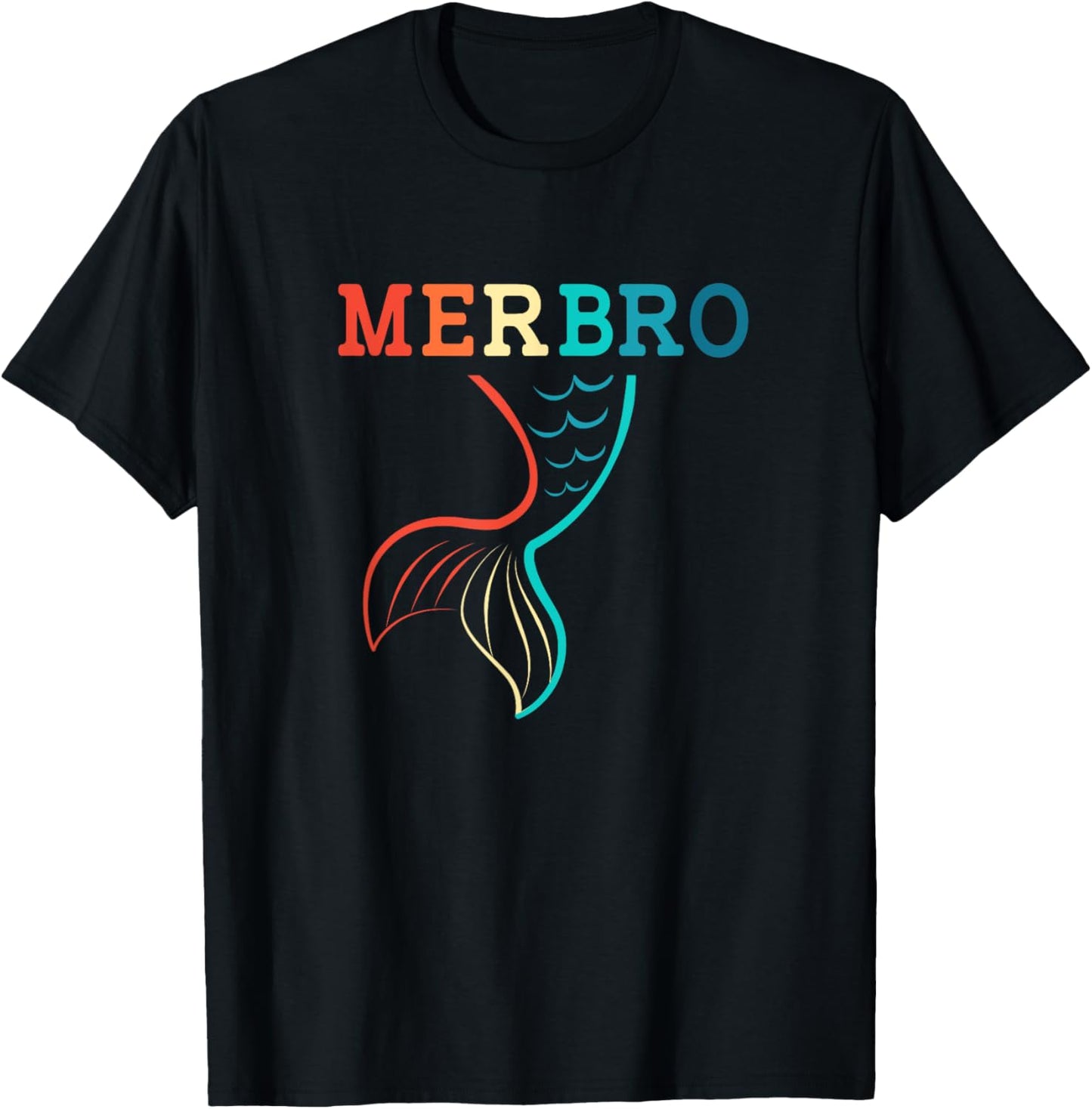 Retro Merman Lover Merbro Mermaid Brother T-Shirt - T-Shirt | Black