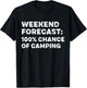 Weekend Forecast 100% Chance Of Camping Funny Hiking T-Shirt - T-Shirt | Black