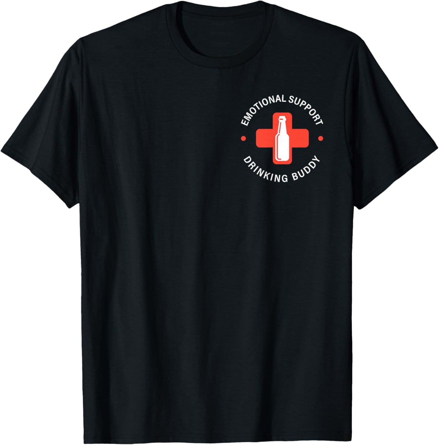 (2 Sided) Emotional Support Drinking Buddy Please Don't Pet T-Shirt - T-Shirt | Black