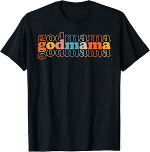 Godmama Retro Mother's Day Best Godmother T-Shirt - T-Shirt | Black