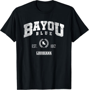 Bayou Blue LA | Louisiana | Vintage Throwback T-Shirt - T-Shirt | Black