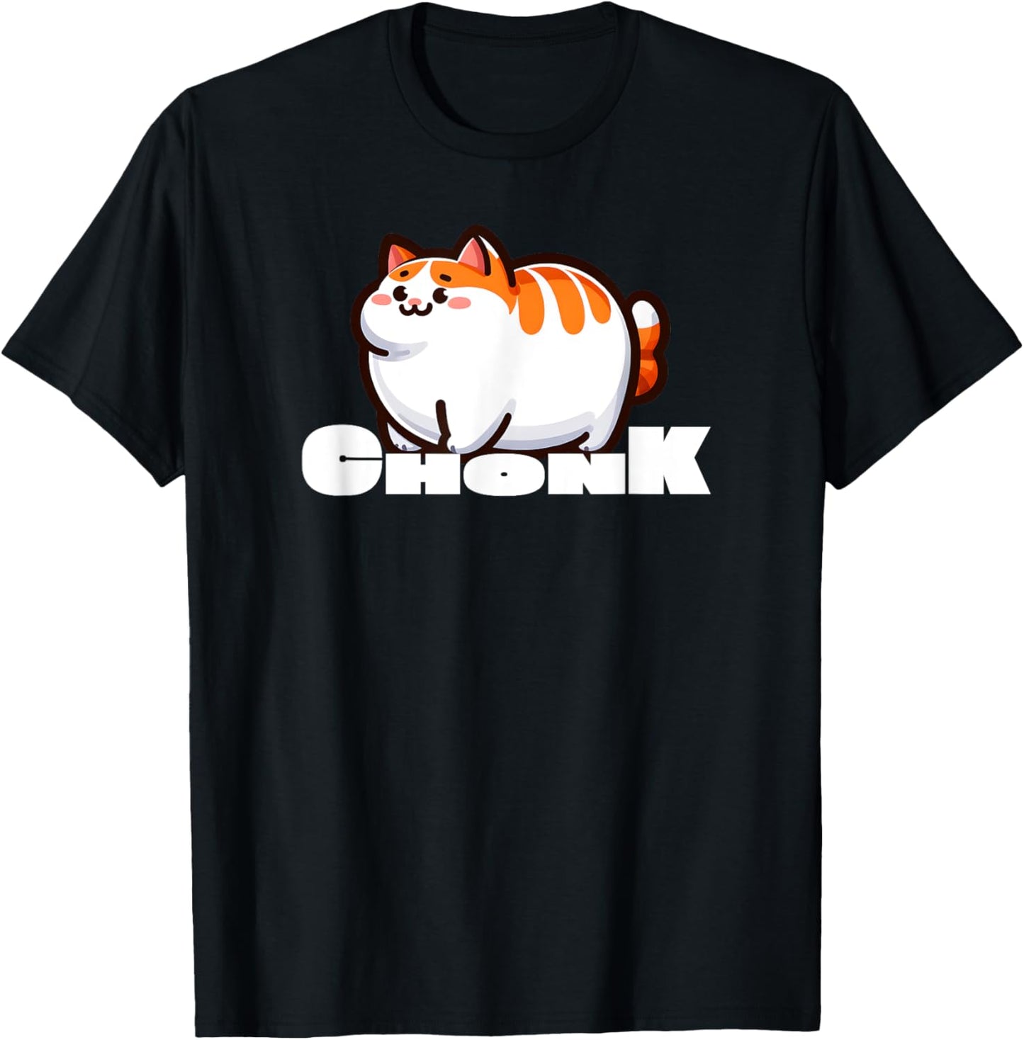 Chonk Chonky Fat Extra Large Orange and White Tabby T-Shirt - T-Shirt | Black