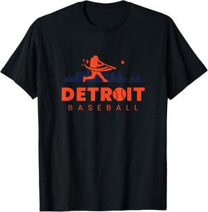 Detroit Baseball Vintage Minimalist Retro Baseball Lover T-Shirt - T-Shirt | Black
