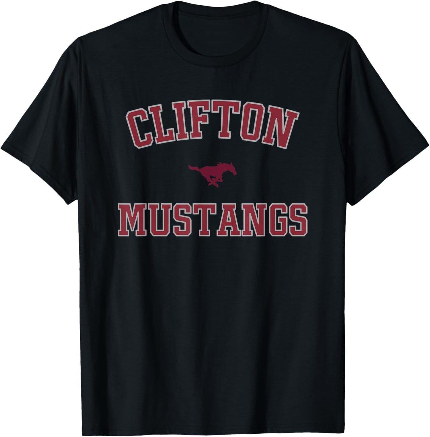 Clifton Mustangs Logo Varsity HS T-Shirt - T-Shirt | Black