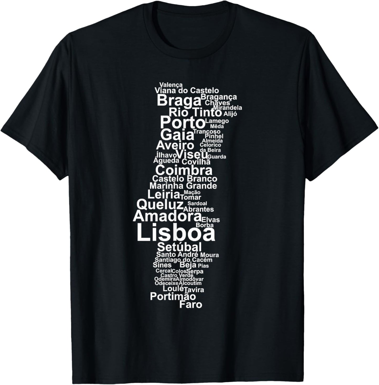 Portugal Outline, Portugal Towns, Portugal Travel, Portugal T-Shirt - T-Shirt | Black