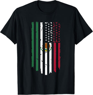 Mexico US Flag Patriot Mexican Flag American Flag T-Shirt - T-Shirt | Black