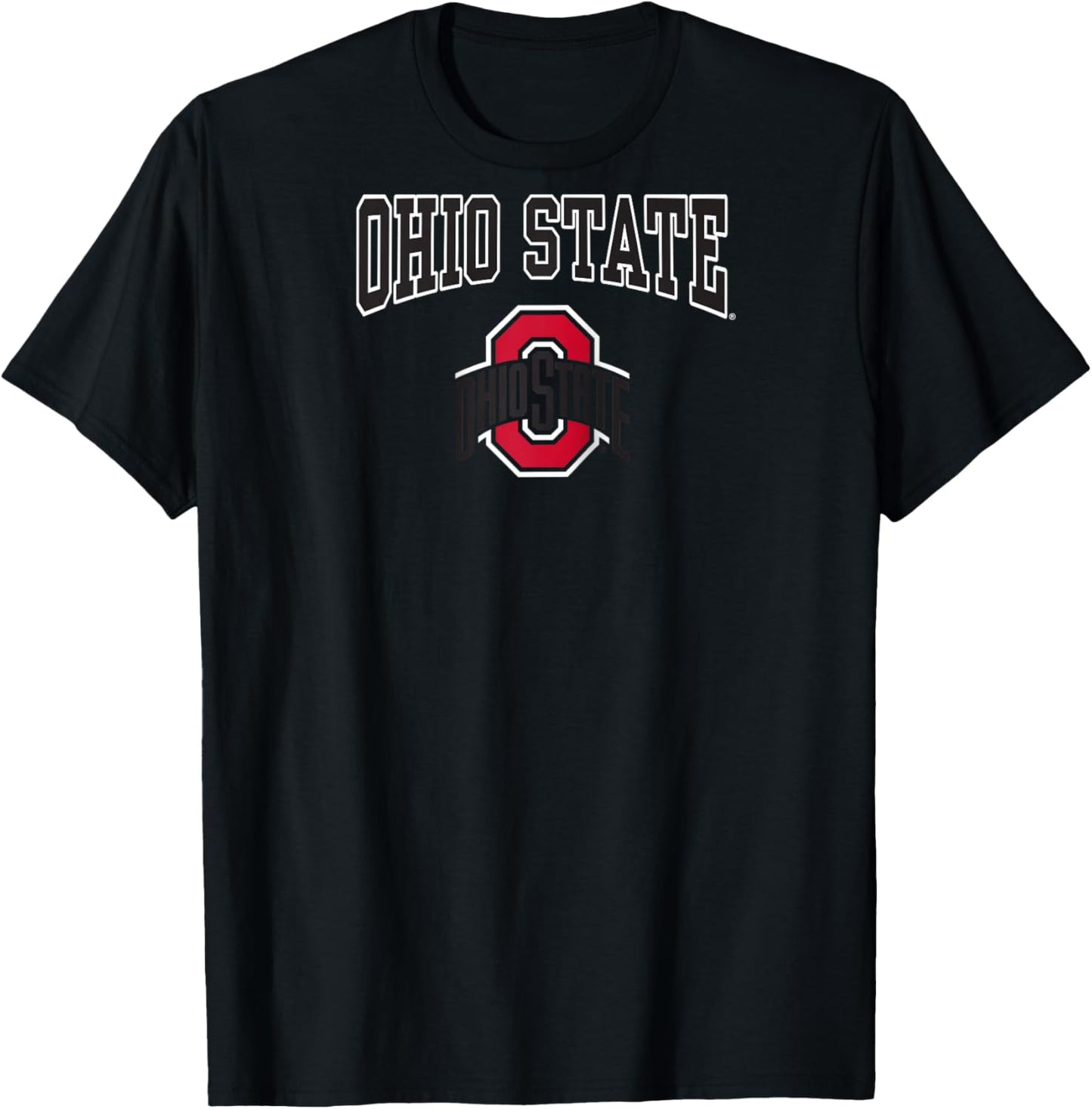 Ohio State Buckeyes Arch Logo Gray Officially Licensed Raglan Baseball T-Shirt - T-Shirt | Black