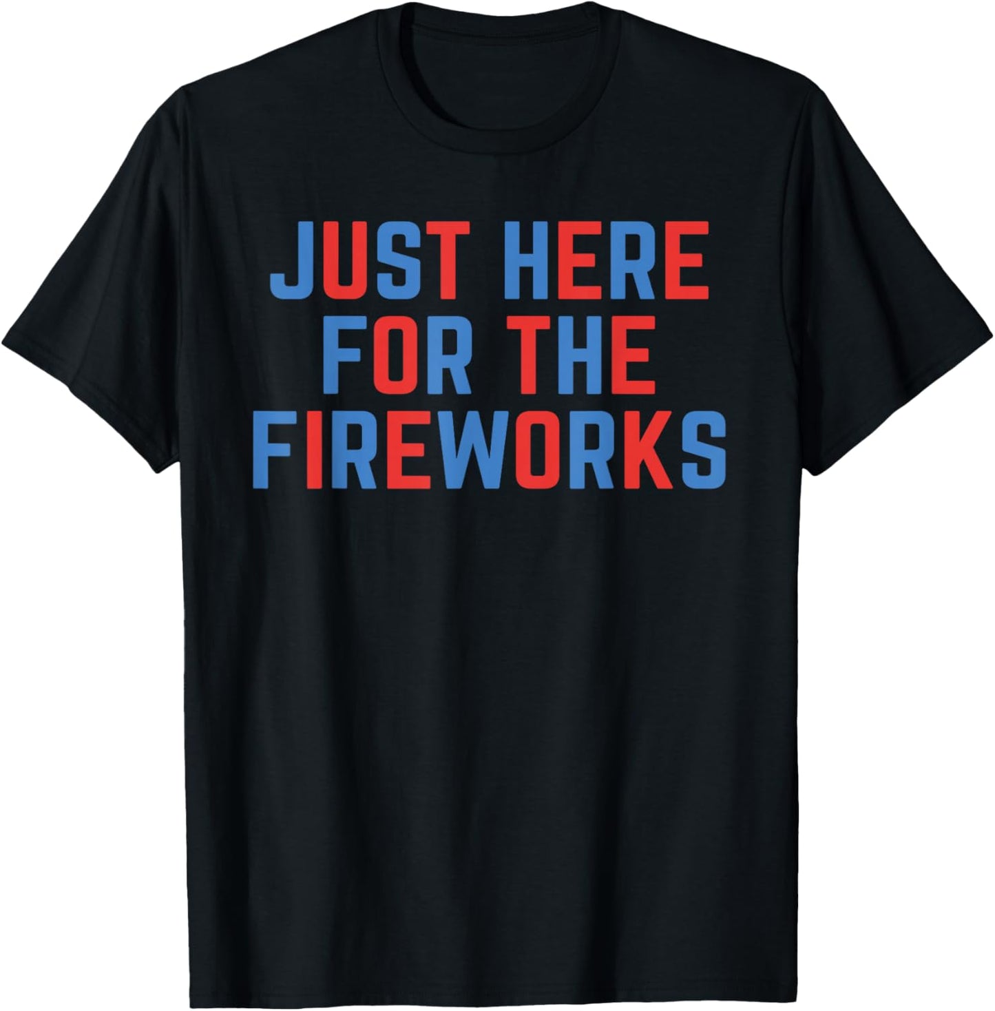 Just Here for The Fireworks American 4th of July Couples T-Shirt - T-Shirt | Black