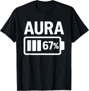 Aura Energy at 6 7 Six Seven Meme Men Women Kids T-Shirt - T-Shirt | Black