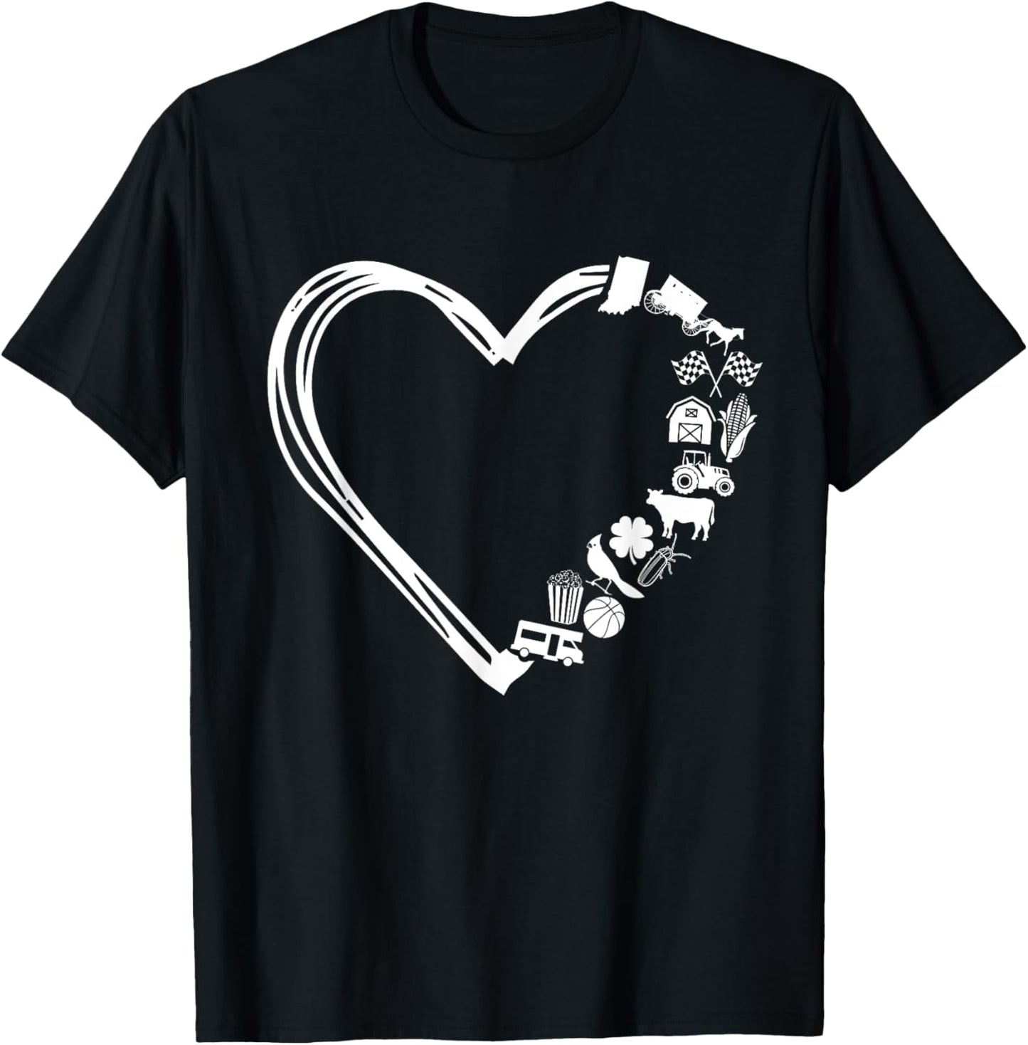I Love the State of Indiana Heart T-Shirt - T-Shirt | Black