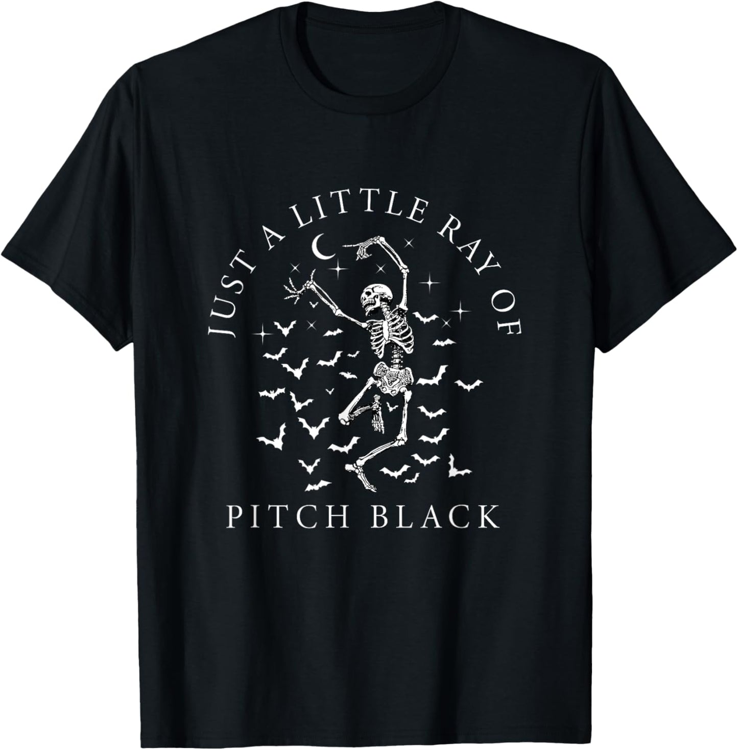 Just a Little Ray of Pitch Black Goth Celestial Skeleton T-Shirt - T-Shirt | Black