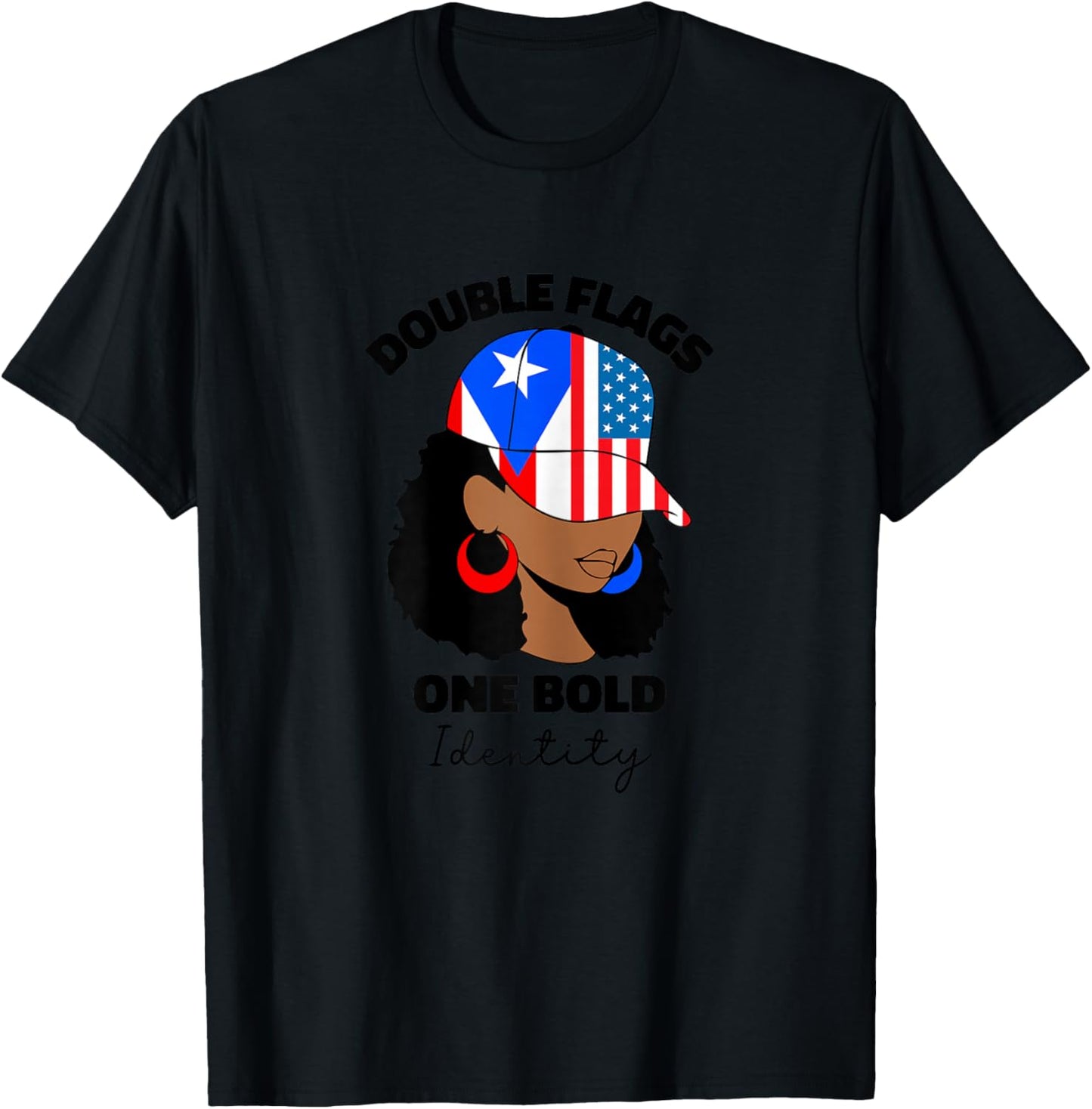 African American Puerto Rican Girl Afro Puerto Rico PR Flag T-Shirt - T-Shirt | Black