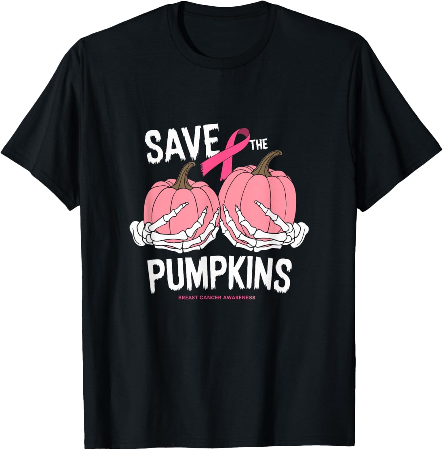 Save The Pumpkins Breast Cancer T-Shirt - T-Shirt | Black