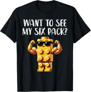 Bricks Want To See My 6 Pack Funny Saying Men Boys Kids T-Shirt - T-Shirt | Black