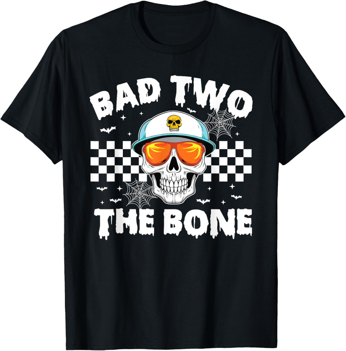 Bad To The Bone Skeleton Halloween TWO Birthday Toddler Kids T-Shirt - T-Shirt | Black
