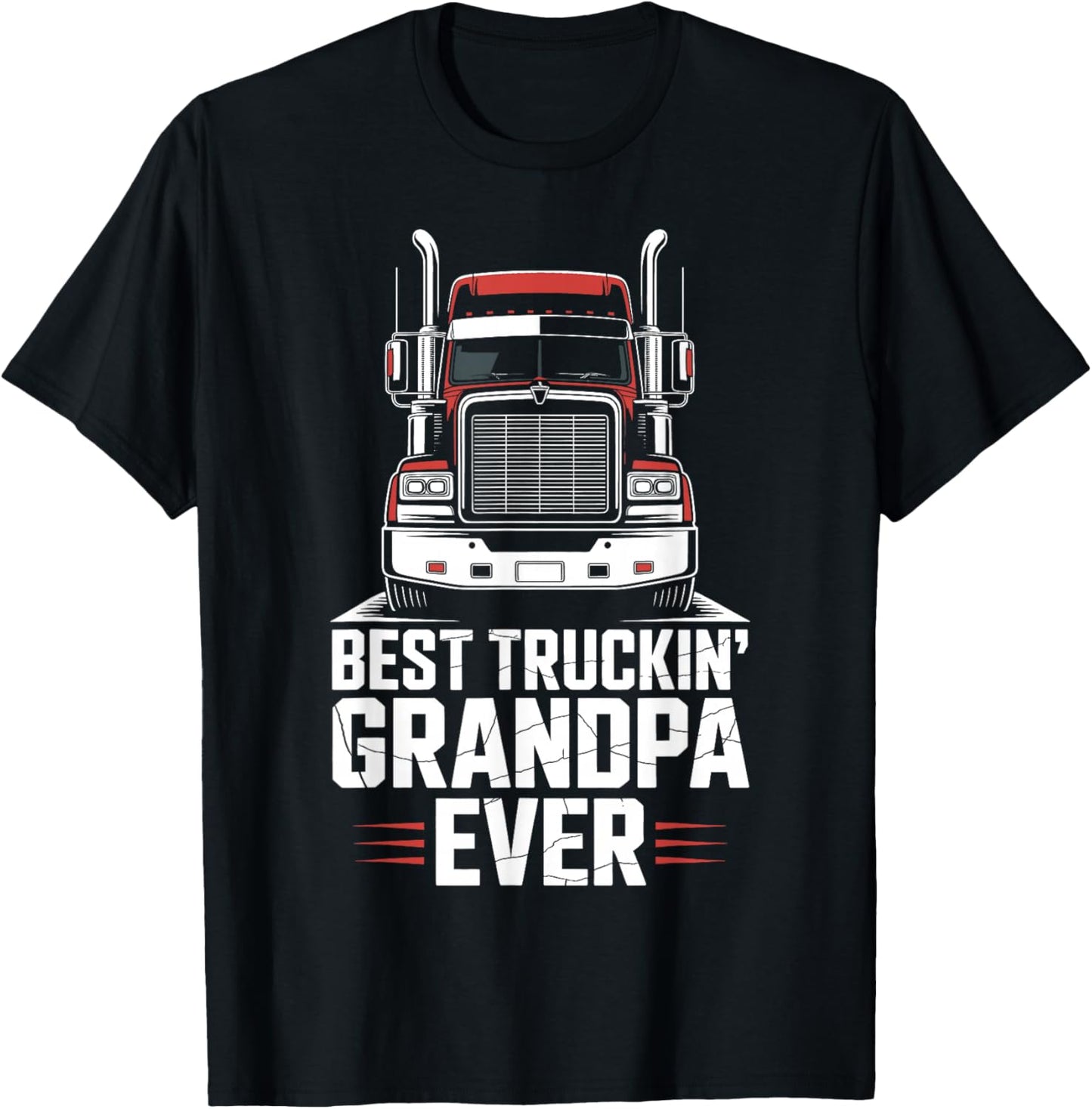 Best Truckin Grandpa Ever Trucker Truck Driver Grandpa T-Shirt - T-Shirt | Black