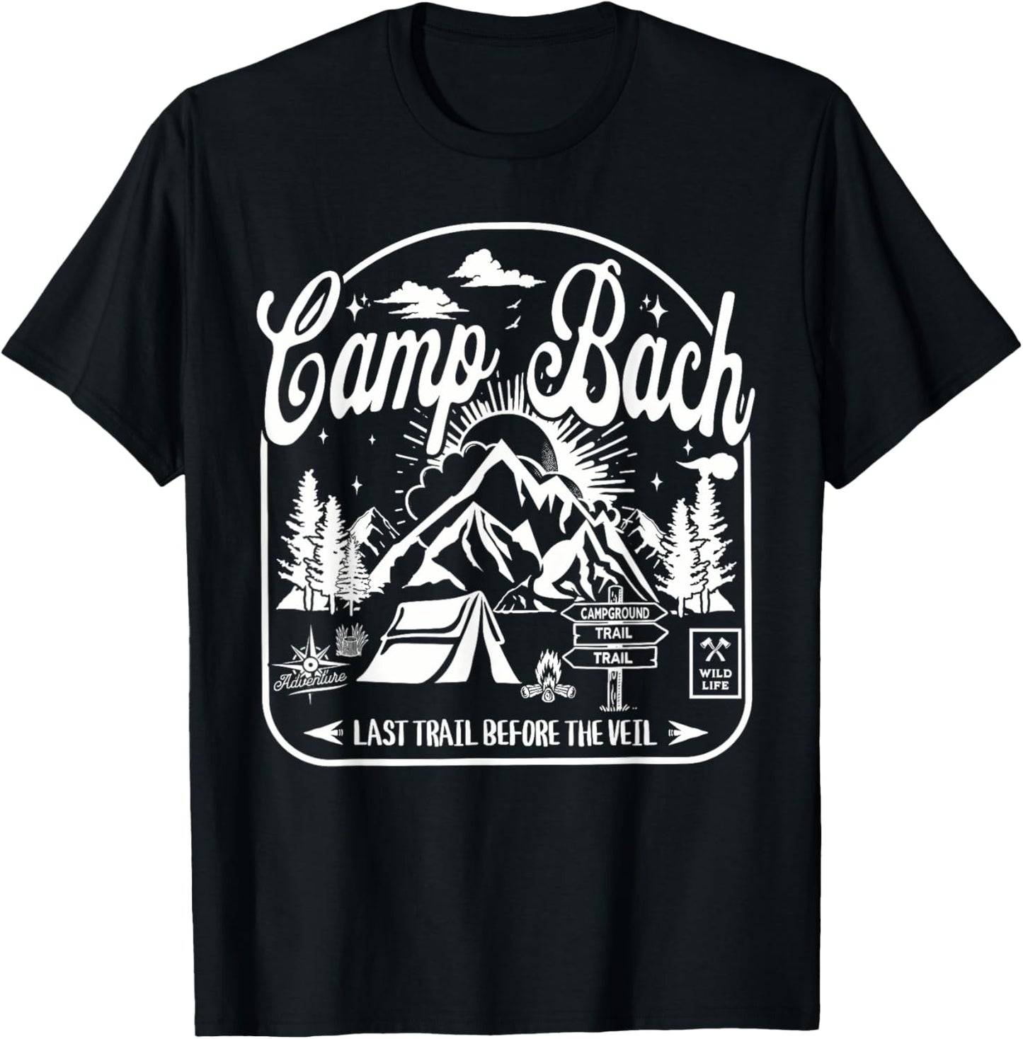 Last Trail Before The Veil Camp Bachelorette Party Matching T-Shirt - T-Shirt | Black
