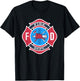 Fire Department Logo Fireman Firefighter Uniform Costume T-Shirt - T-Shirt | Black