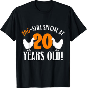 Chicken Lover for 20th Birthday 20 Years T-Shirt - T-Shirt | Black