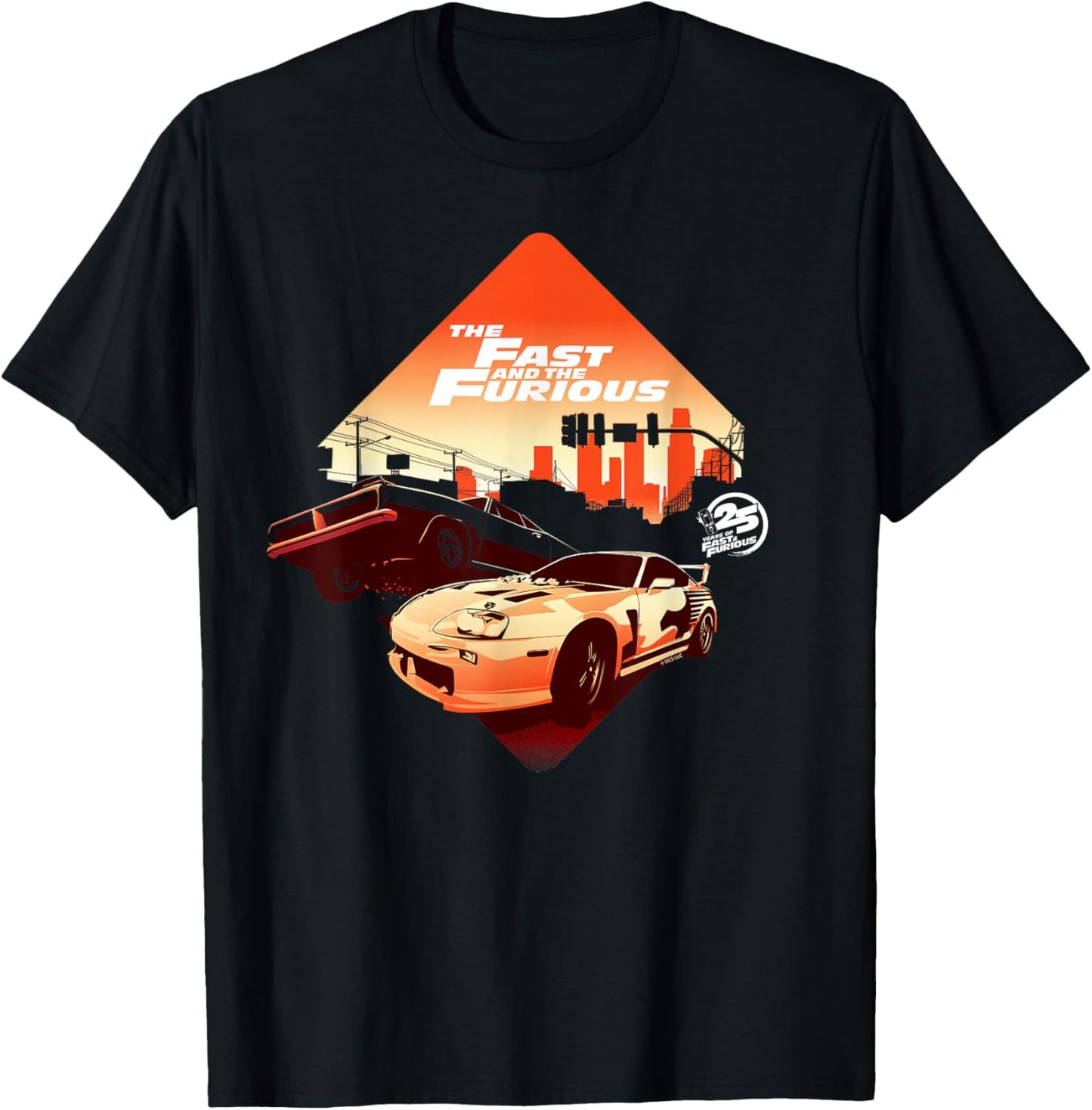 Fast & Furious 25th Anniversary Skyline T-Shirt - T-Shirt | Black
