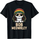 Rasta Bob Meowrley Rastafarian Cat Reggae T-Shirt - T-Shirt | Black