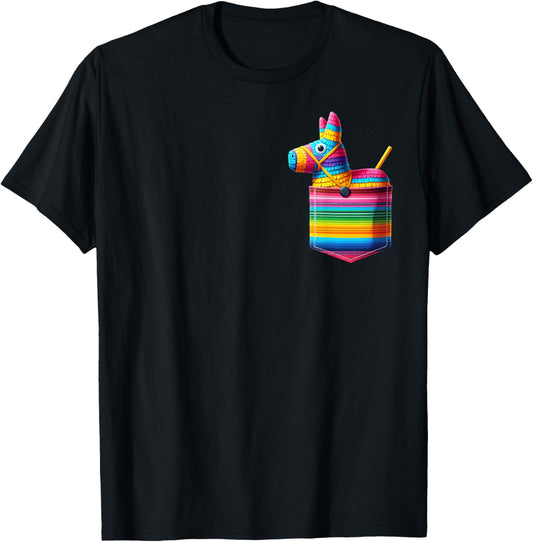 Pocket Pinata Serape Cinco De Mayo Mexican Fiesta Party Kids T-Shirt - T-Shirt | Black