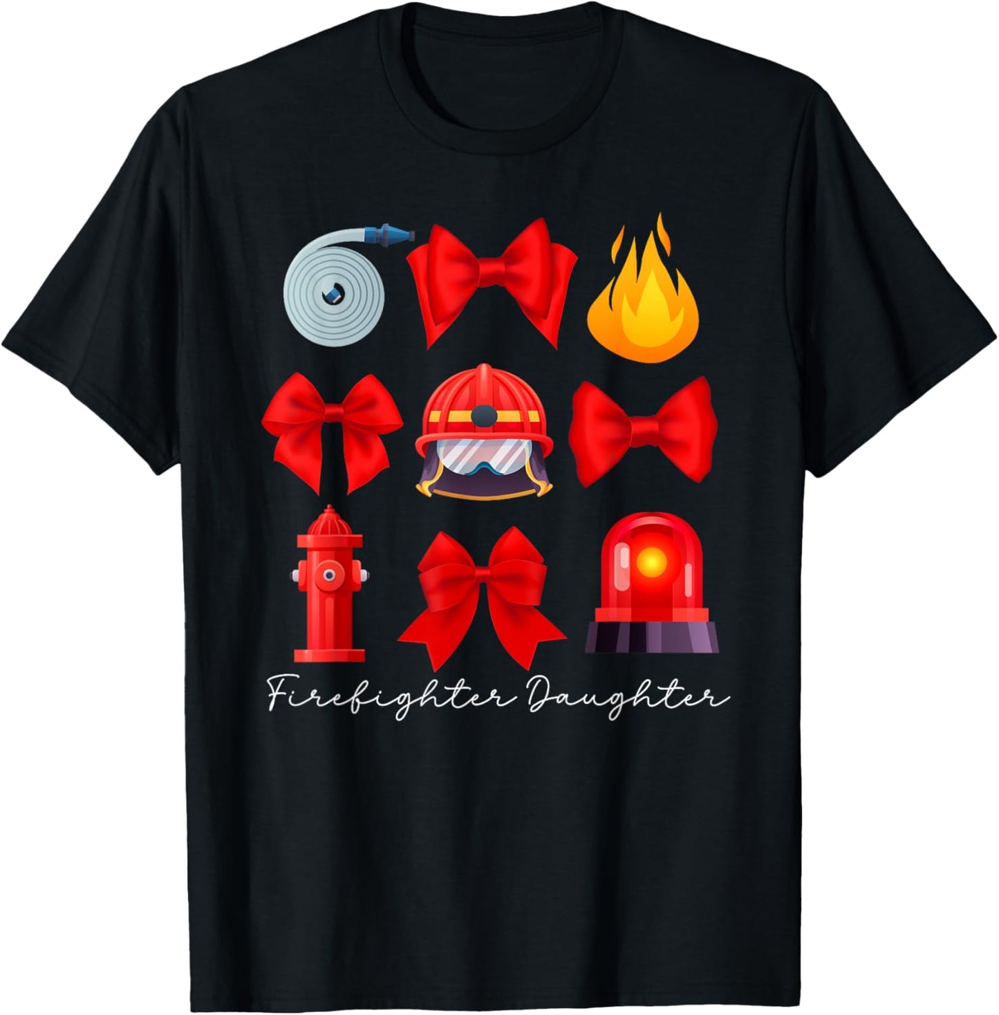 Firefighter Daughter Coquette Fire Daughter Fireman Daughter T-Shirt - T-Shirt | Black