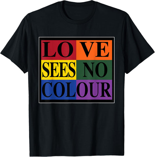 Love Sees No Colour | Retro Graphic 1990's Urban Vintage T-Shirt - T-Shirt | Black