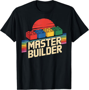 Vintage Master Builder Brick Builder T-Shirt - T-Shirt | Black