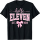 Hello Eleven Est 2015 Coquette Bow 11th Birthday Girl T-Shirt - T-Shirt | Black
