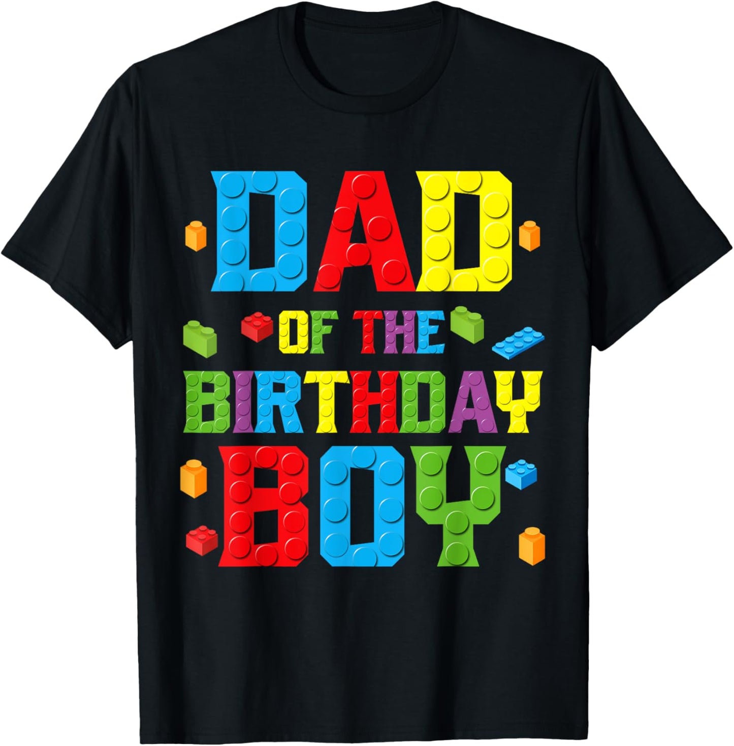 Dad Of The Birthday Boy Shirt Birthday Party Building Block T-Shirt - T-Shirt | Black