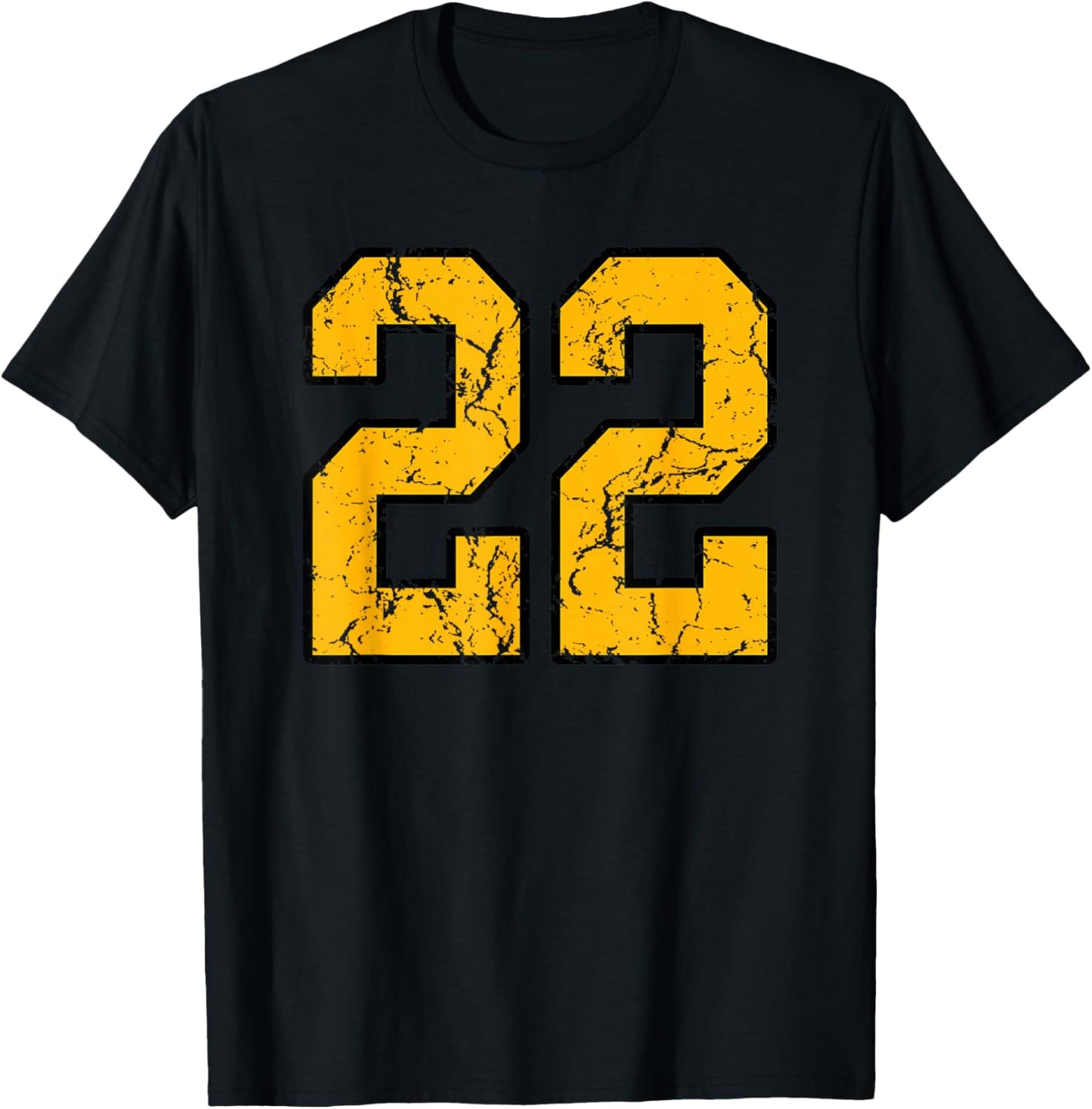 Gold and Black Sports Number 22 Jersey Uniform Player T-Shirt - T-Shirt | Black