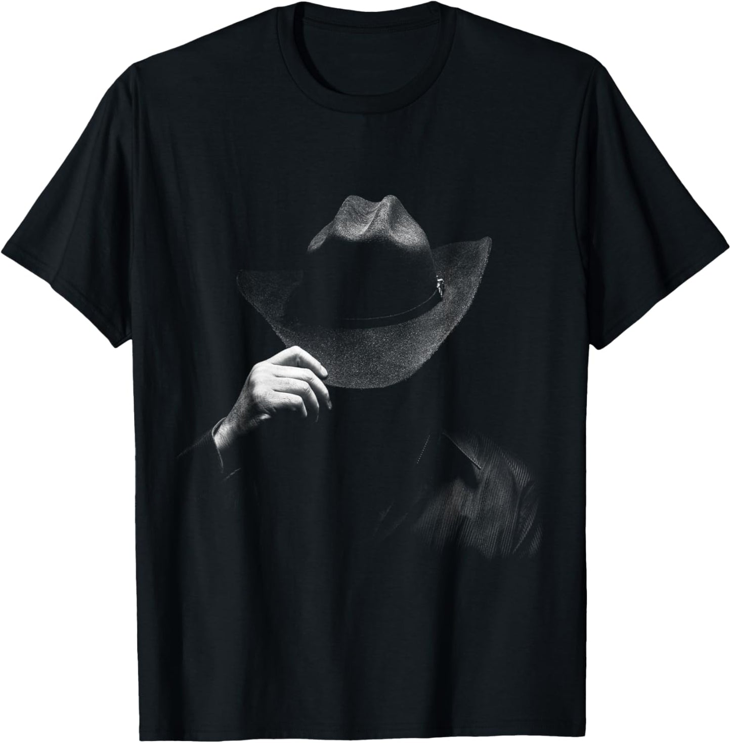 Mystery Rodeo Cowboy in Shadow - Timeless Western Charm T-Shirt - T-Shirt | Black