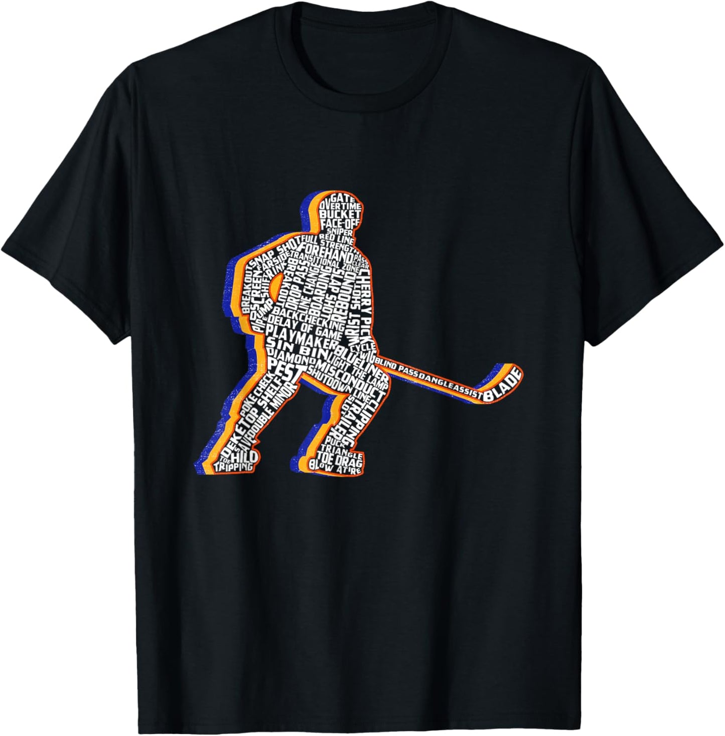 Retro Ice Hockey Player Kids Boys Youth Teens T-Shirt - T-Shirt | Black