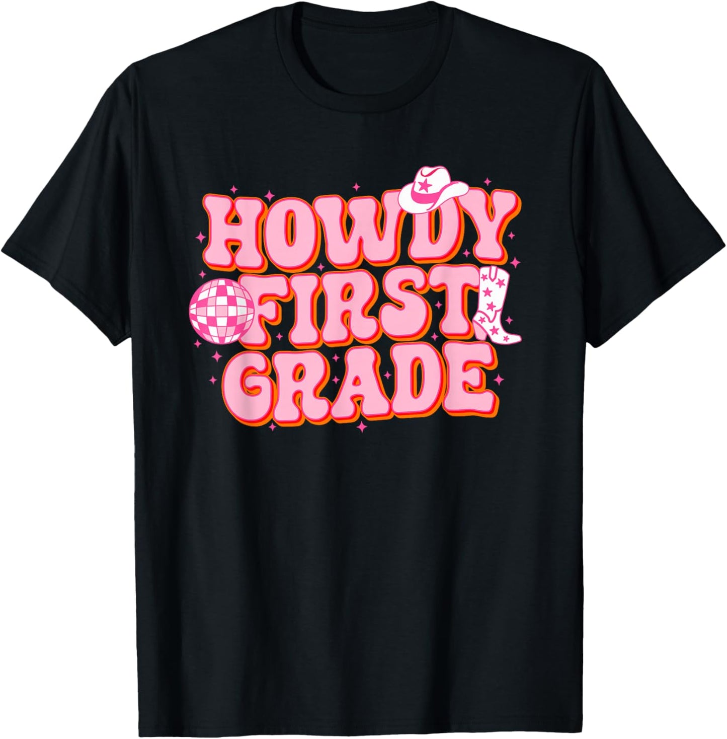 Howdy First Grade Cowgirl Teacher 1st Grade Back To School T-Shirt - T-Shirt | Black