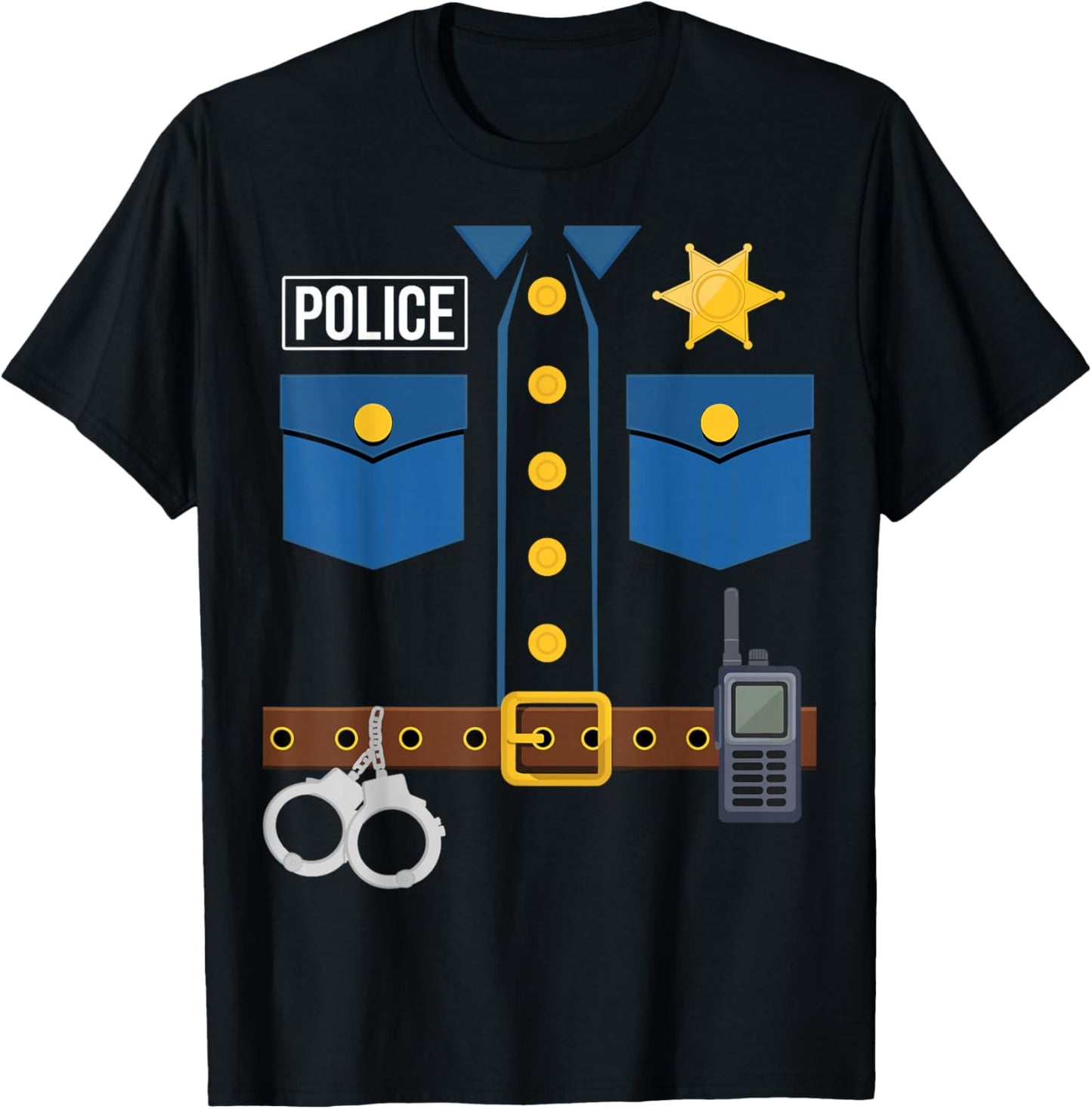 Police Uniform Officer Costume Halloween T-Shirt - T-Shirt | Black