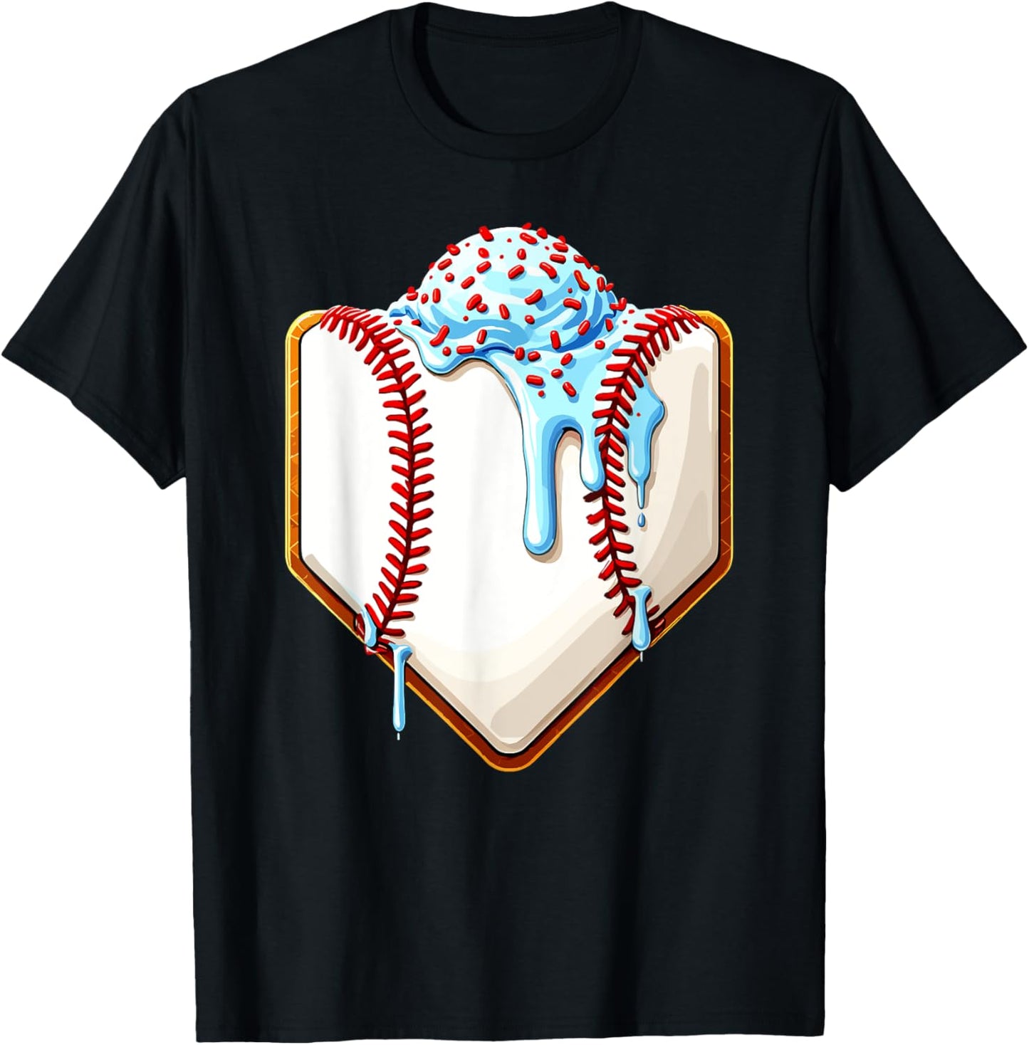 Ice Cream Baseball Drip Home Plate Dripping T-Shirt - T-Shirt | Black