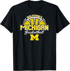Michigan Wolverines Basketball Three Pointer Navy T-Shirt - T-Shirt | Black